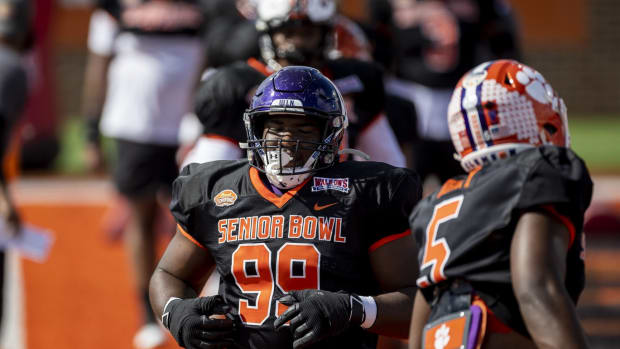Adetomiwa Adebawore at the Senior Bowl (No. 99)